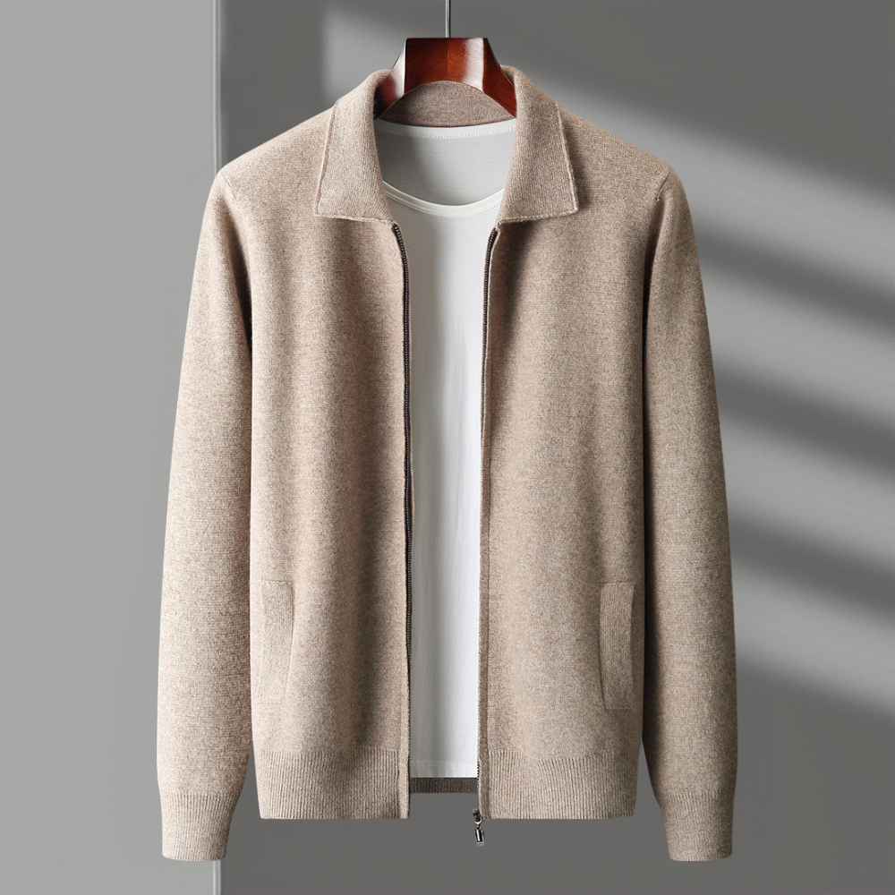 Men's Merino Wool Cloud Soft Zip-Up Jacket in charcoal, lightweight and casual for winter wear