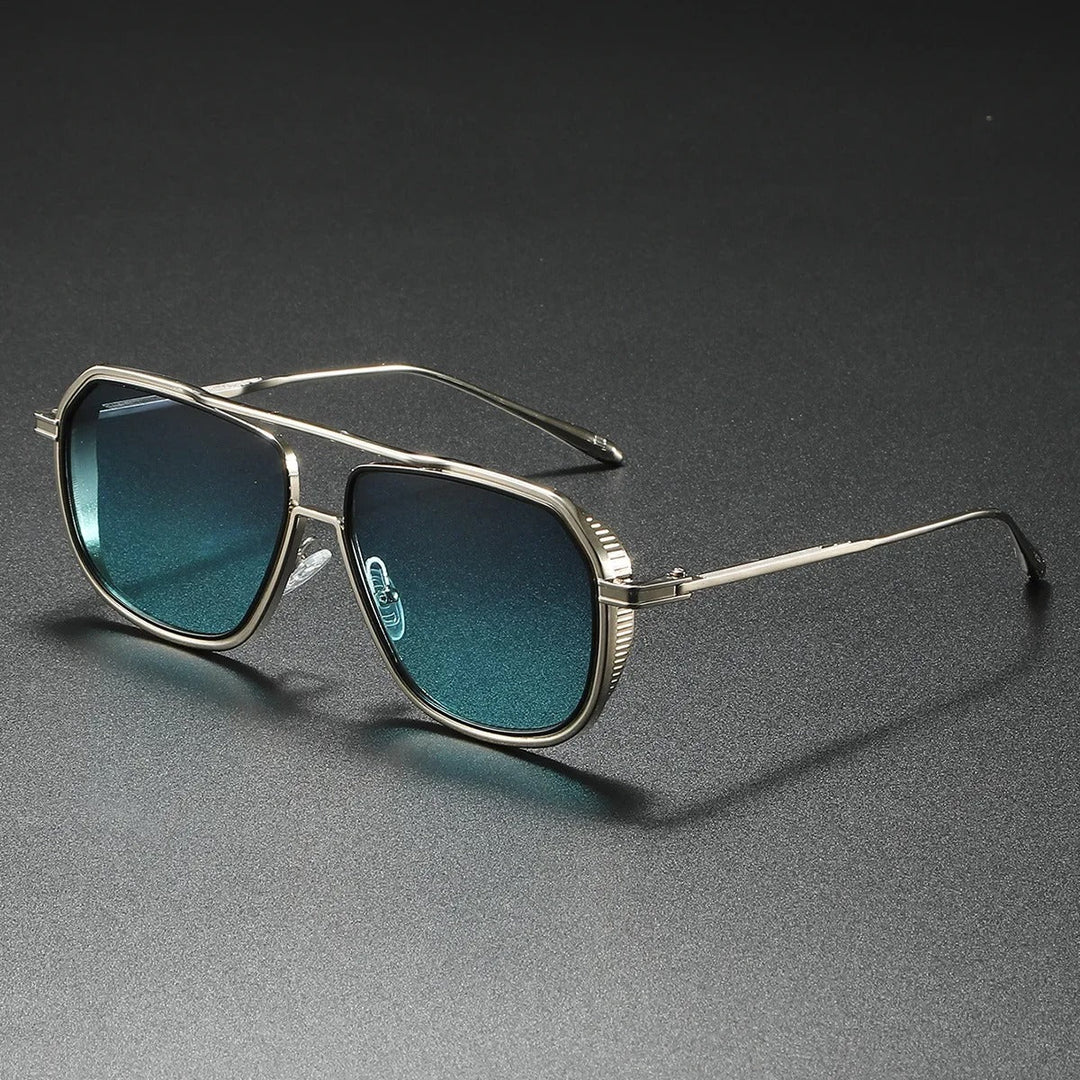 Men's stylish aviator sunglasses, modern and trendy eyewear with a durable alloy frame and square lenses.