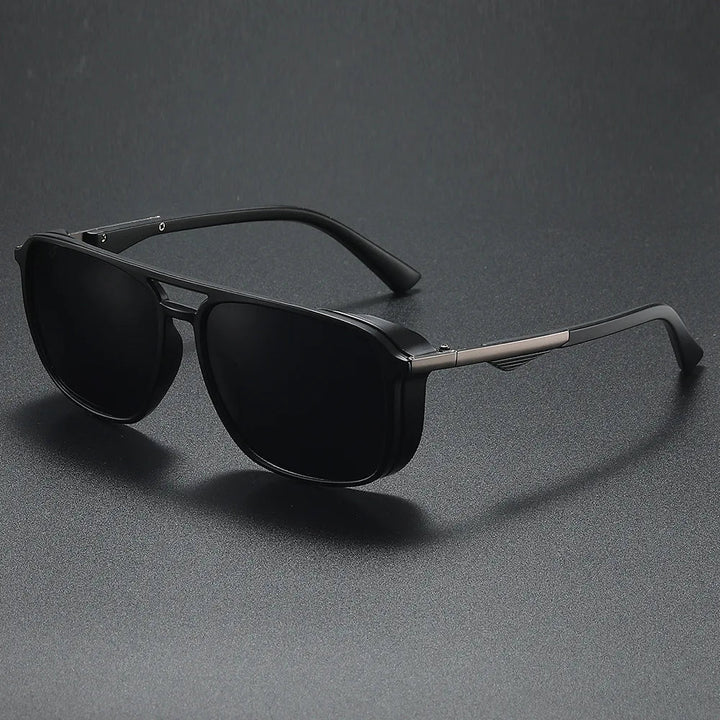 Midnight blue men's aviator sunglasses, featuring UV400 protective lenses and a contemporary metal frame.
