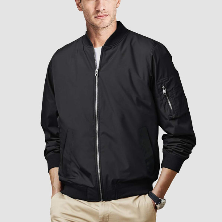 Breathable polyester men's bomber jacket, comfortable for everyday wear, light outerwear