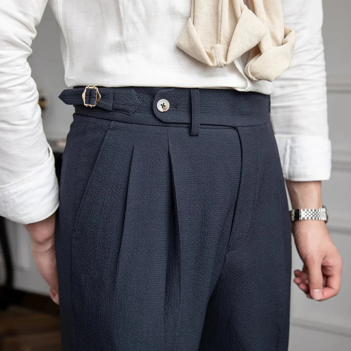 Men's modern business trousers, relaxed fit with a clean look, ideal for smart casual or professional office attire.
