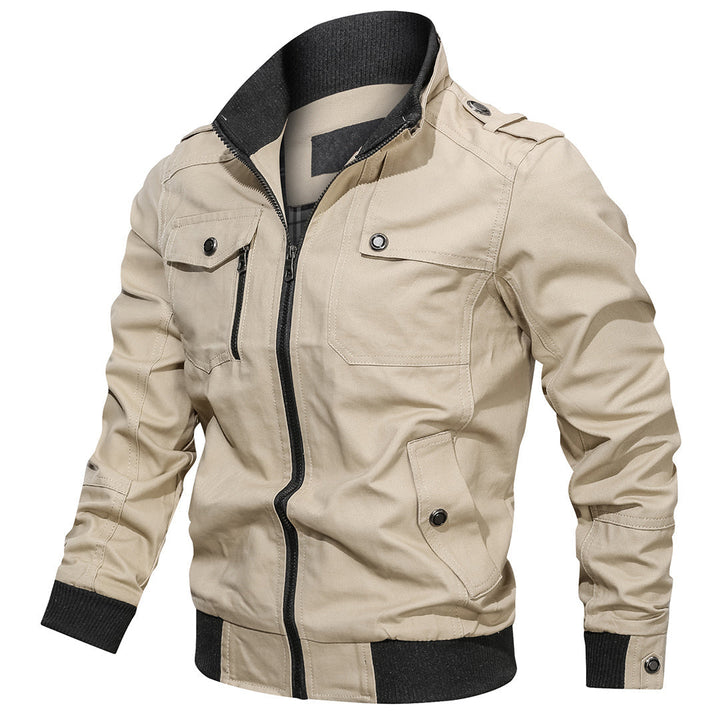 Men's fashionable bomber jacket with tactical multi-pocket design, outerwear for men