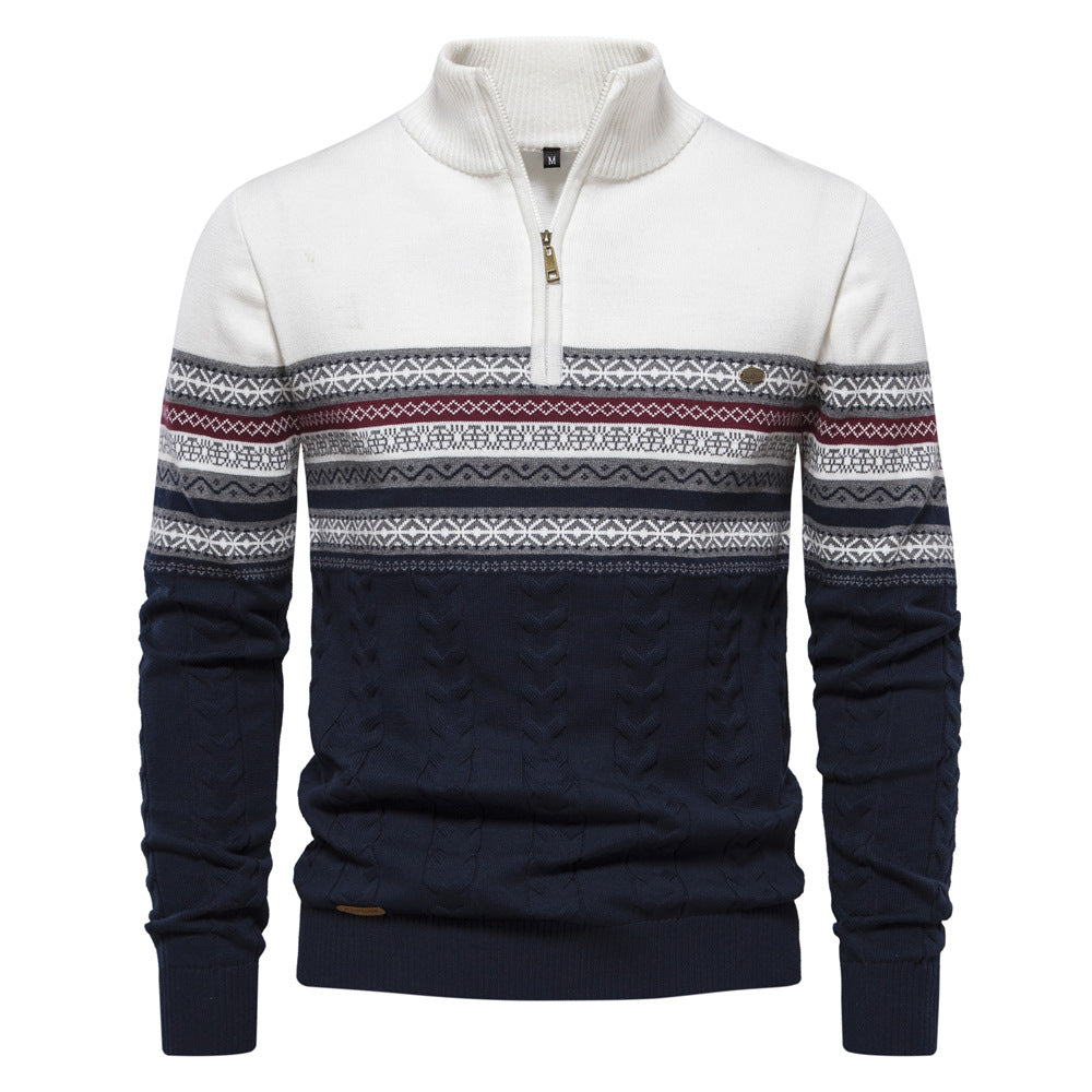 Men's Nordic half-zip pullover sweater, cotton blend, ideal for casual winter fashion