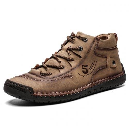 Men's outdoor and casual comfort shoes, large size, breathable leather, slip-resistant sole