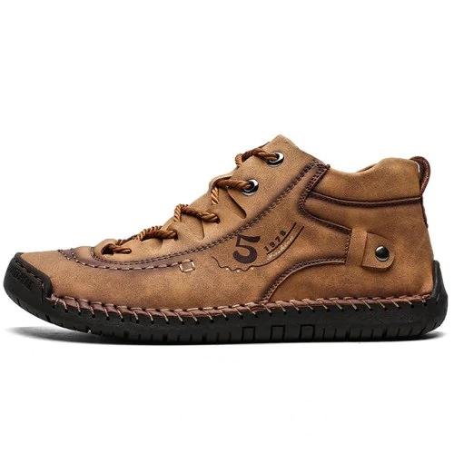 Breathable large size men's shoes, leather construction, casual outdoor style, comfort footwear
