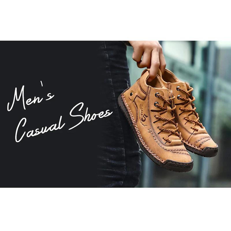 Men's slip-resistant outdoor shoes, large sizes, breathable leather, casual and orthopedic