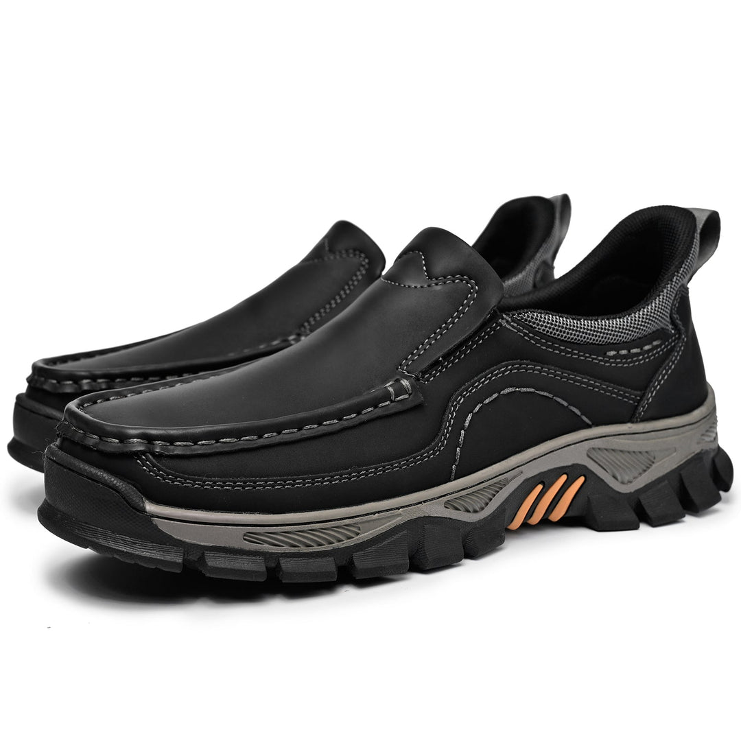 Men's comfort slip-on leather walking shoes, ideal for active men's fashion