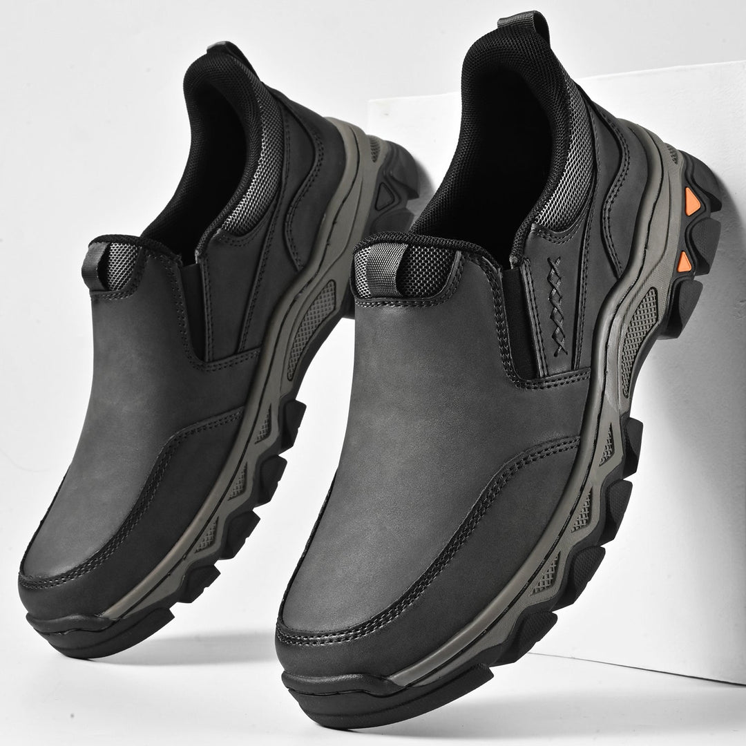 Men's leather slip-on walking shoes, providing all-day comfort and support
