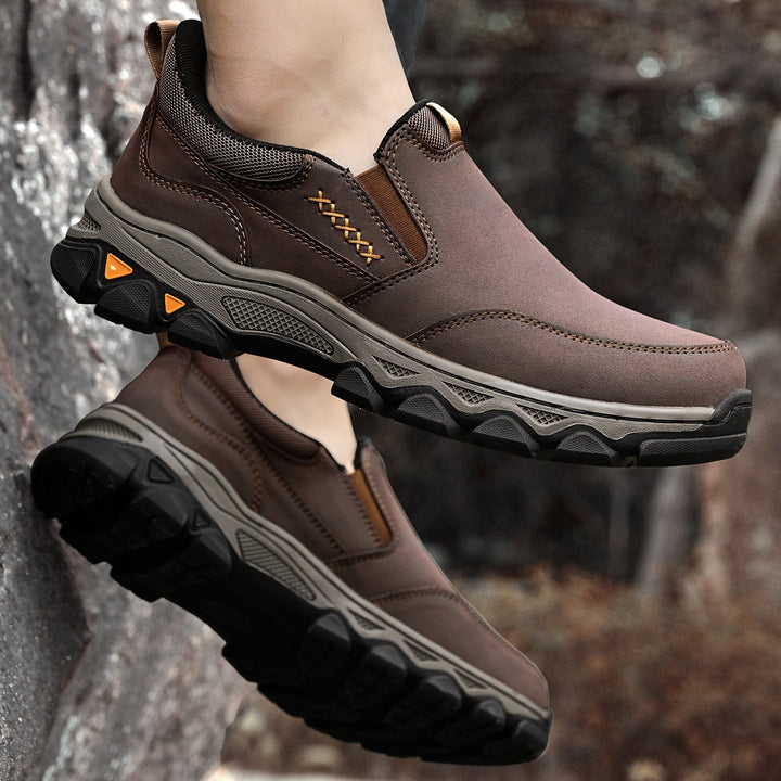 Men's slip-on walking shoes with advanced orthopedic features for foot health
