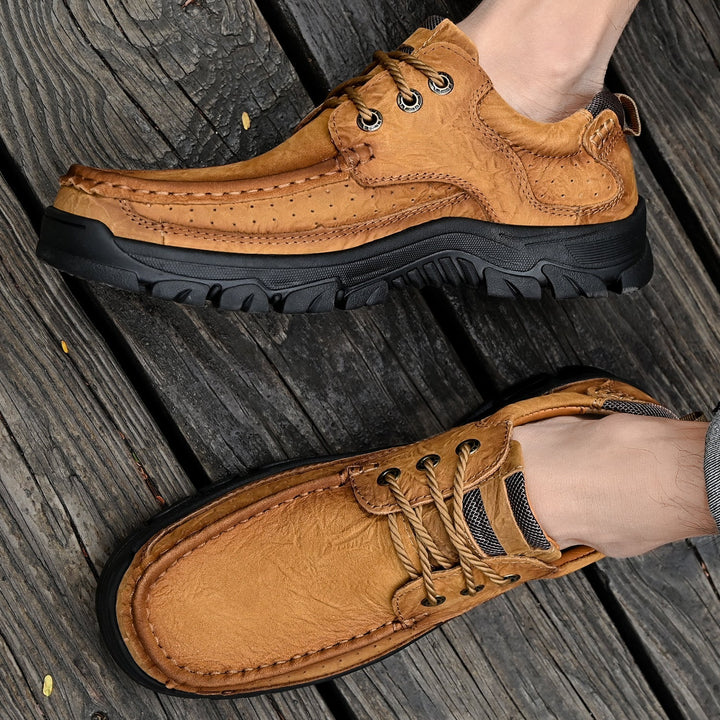 Men's leather lace-up boots, orthopedic comfort, versatile for casual and outdoor settings