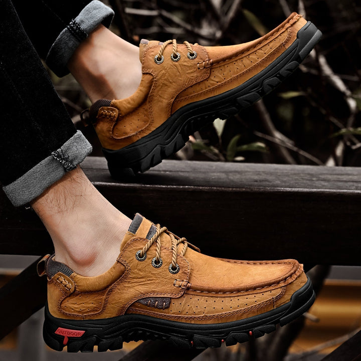 Comfortable men's orthopedic boots, featuring sturdy laces and quality leather construction