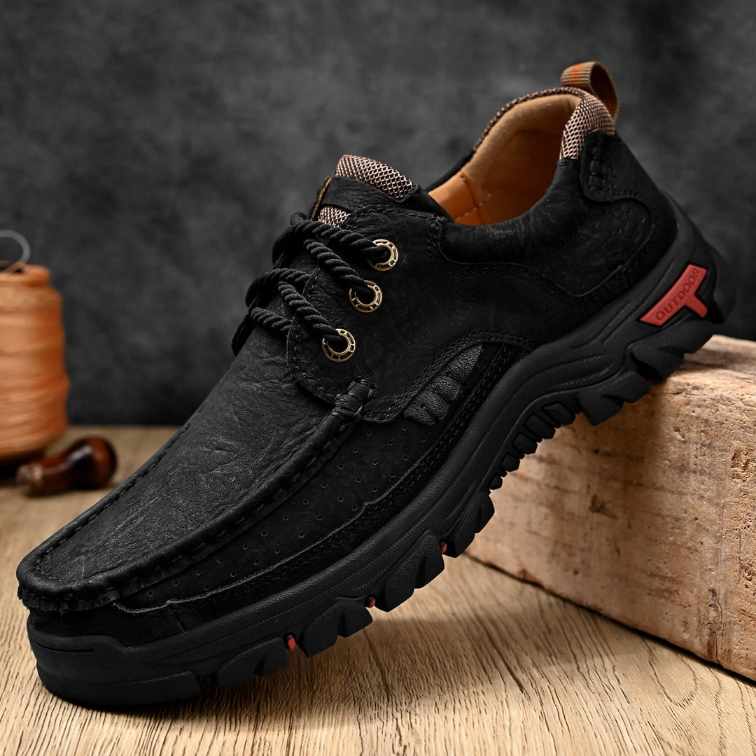 Men's supportive boots, orthopedic comfort and a durable lace-up leather design for outdoor use