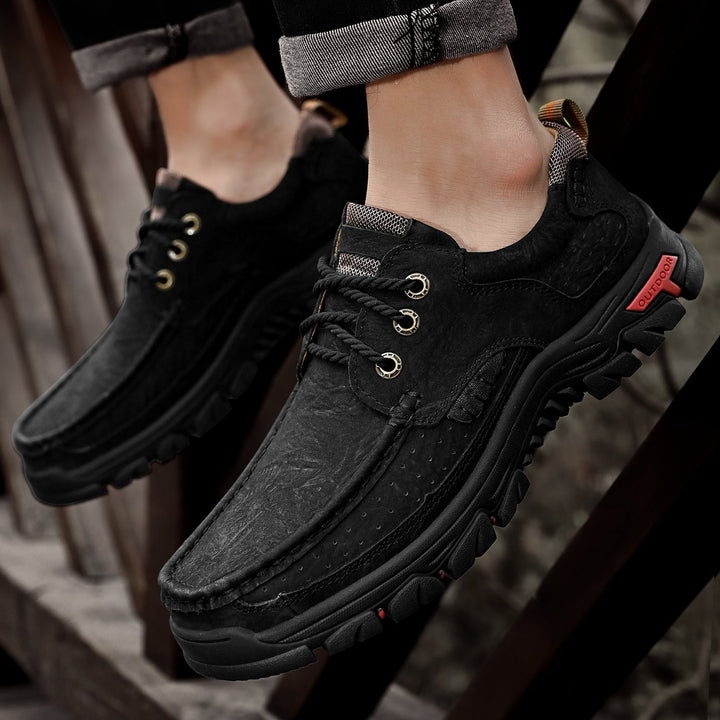 Men's lace-up orthopedic leather boots, delivering superior comfort and foot arch support