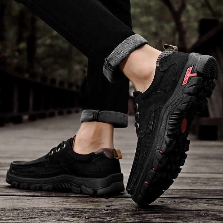 Men's casual orthopedic boots, lace-up style in rich brown leather for everyday comfort