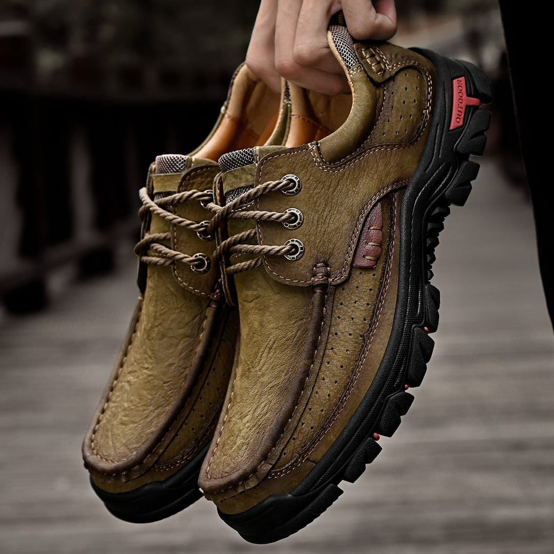 Supportive Men's footwear, orthopedic comfort lace-up boots with a durable outsole