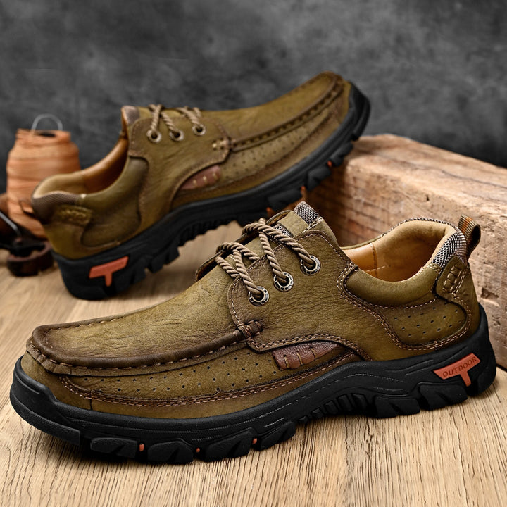 Men's outdoor orthopedic boots, comfort-focused lace-up leather design for rugged terrains
