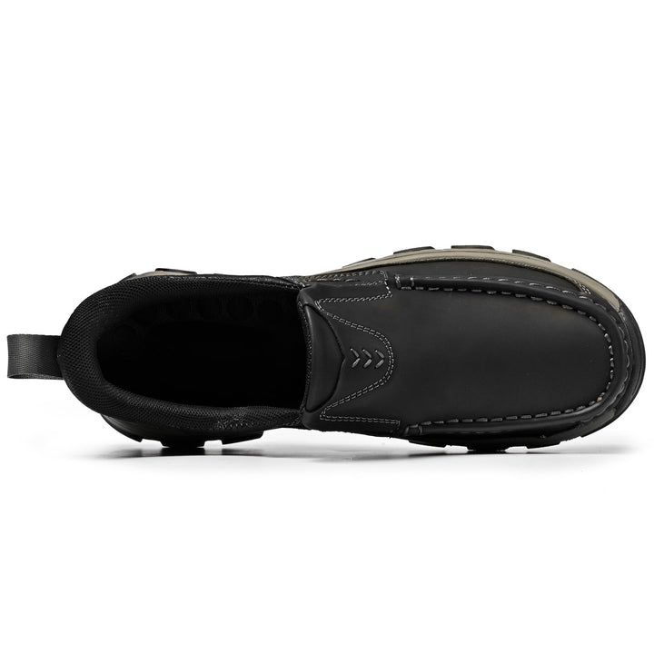 Casual men's orthopedic walking shoes in a timeless leather slip-on design