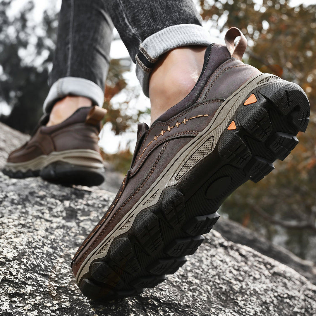 Comfortable men's orthopedic slip-on leather casual shoes, excellent for daily activities