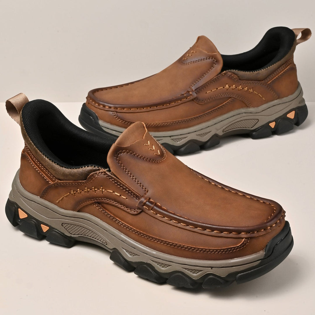 Orthopedic slip-on leather shoes for men, designed for ultimate comfort and support