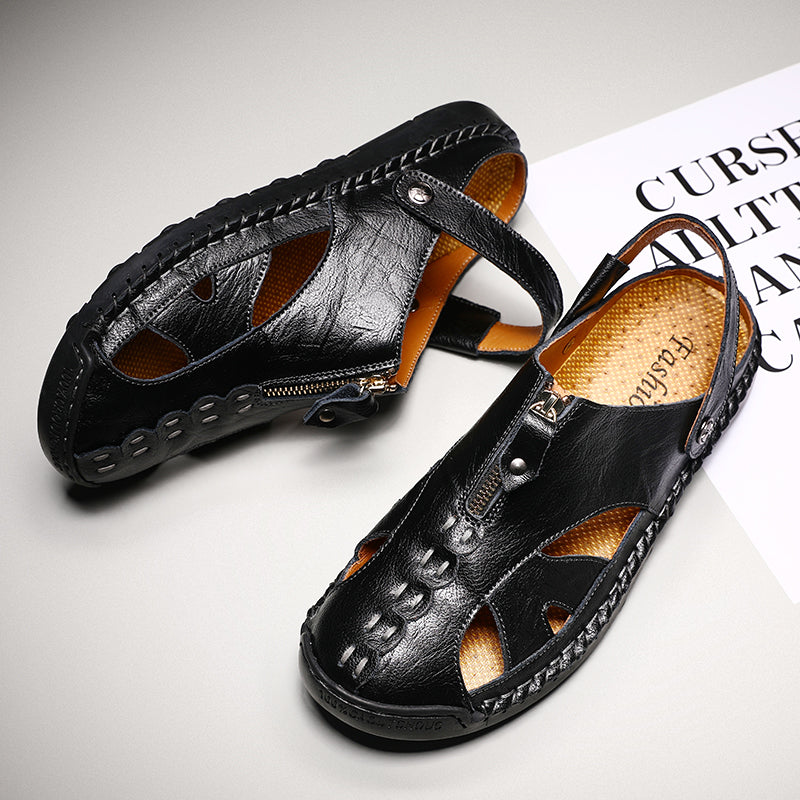 Men's waterproof closed-toe leather sandals, ready for any adventure
