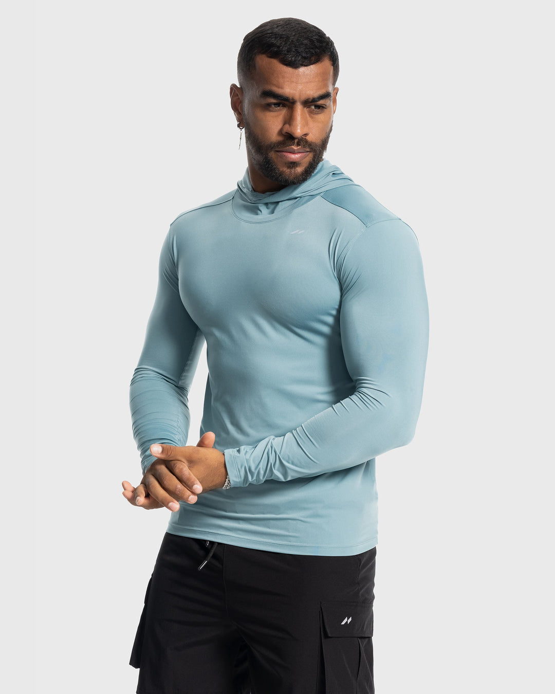 Men's athleisure baselayer hoodie, charcoal grey, comfortable for casual active wear