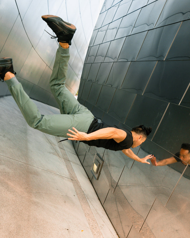 Men's performance joggers in a crisp white, modern fit, suitable for active use.