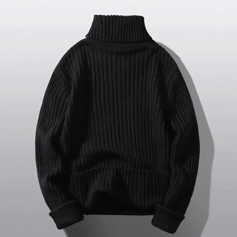 Men's premium knit turtleneck sweater in cotton blend, ideal for winter fashion and casual wear.