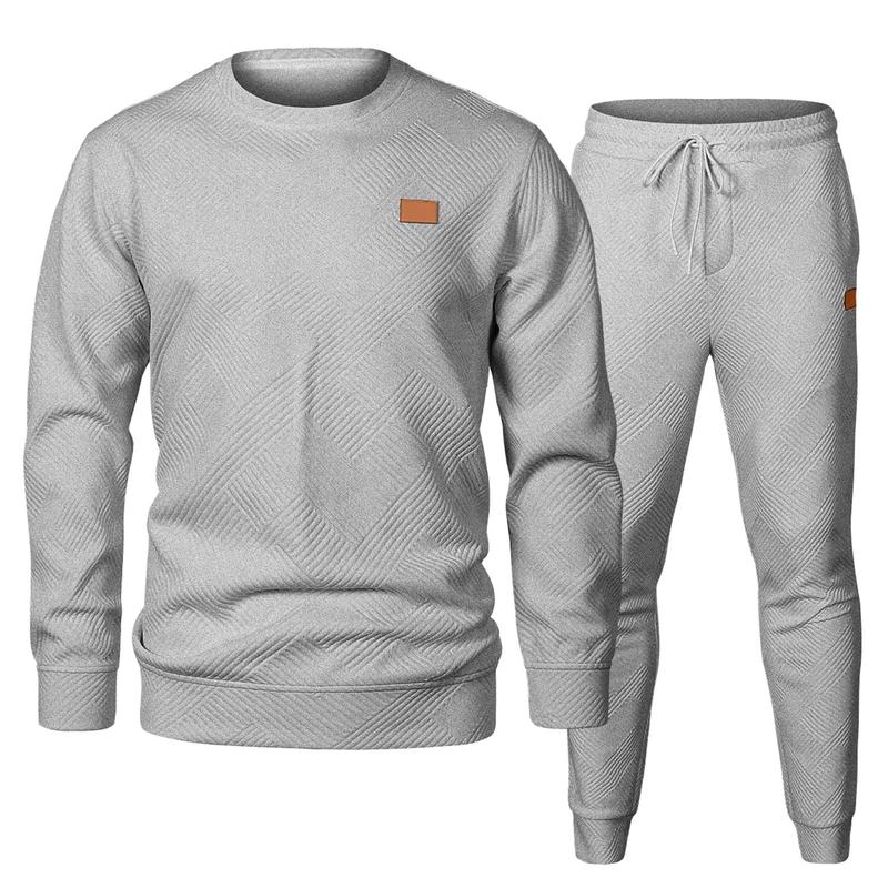 Men's athletic leisure lounge set featuring a premium textured cotton fabric in a casual style.
