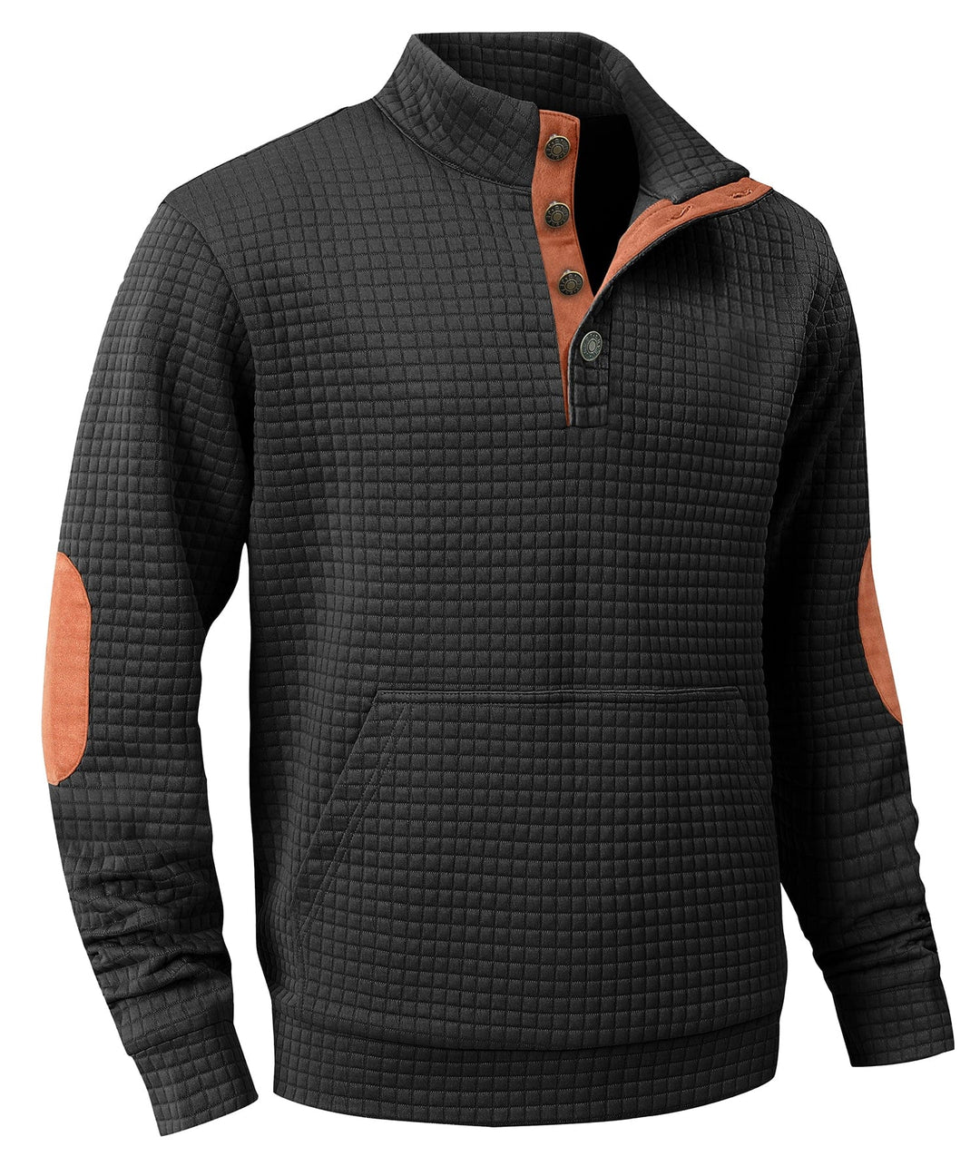 Men's quilted button collar sweater, casual winter wear