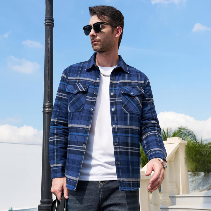 Stylish men's quilted flannel jacket, offering both warmth and a fashionable look