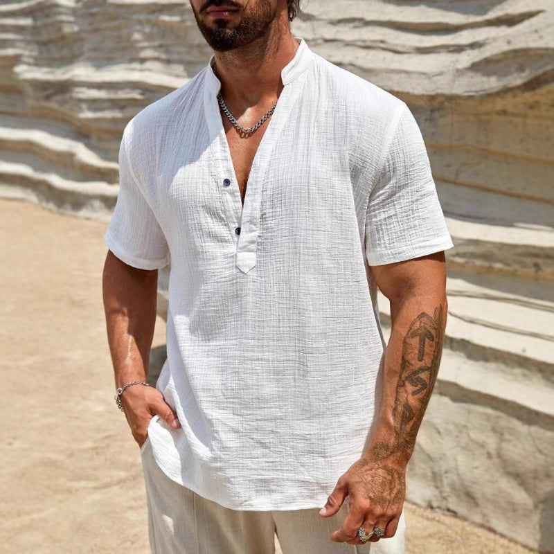 Men's relaxed fit polo shirt, breathable cotton blend, ideal for casual summer wear