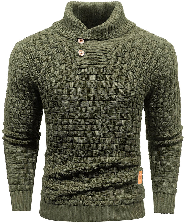 Comfortable men's apparel: a warm ribbed knit pullover, great for layering
