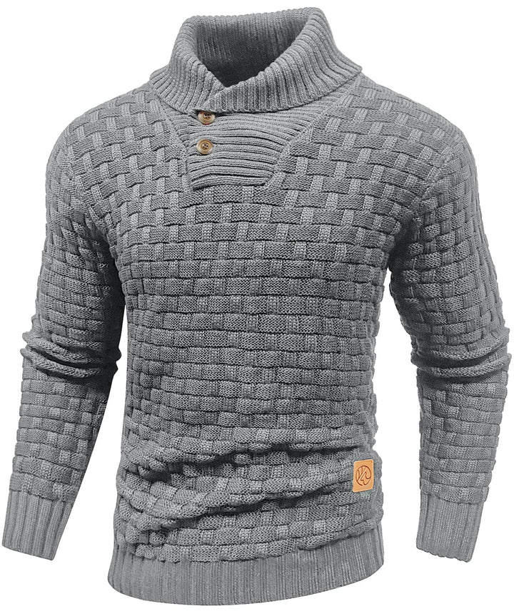Front view of a versatile men's ribbed knit pullover, ideal for winter fashion