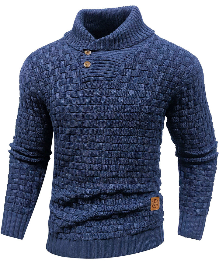 Men's classic crew neck pullover sweater, ribbed knit fabric for a cozy feel
