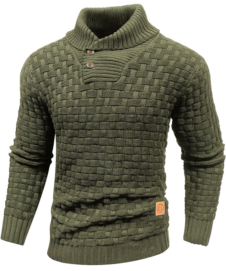 Fashionable men's casual wear: a ribbed knit long-sleeve pullover sweater