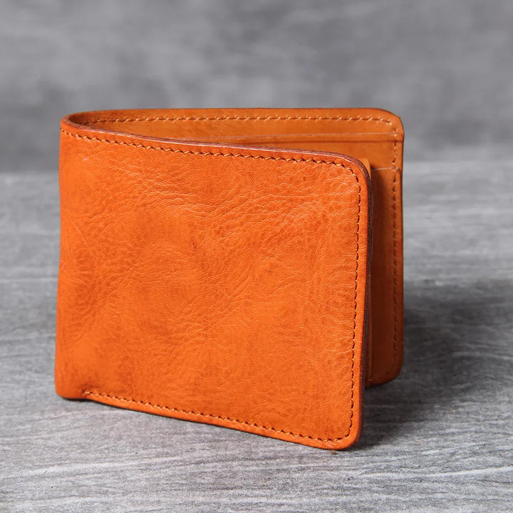 Gift for him: a sophisticated men's bifold leather wallet in a classic style.