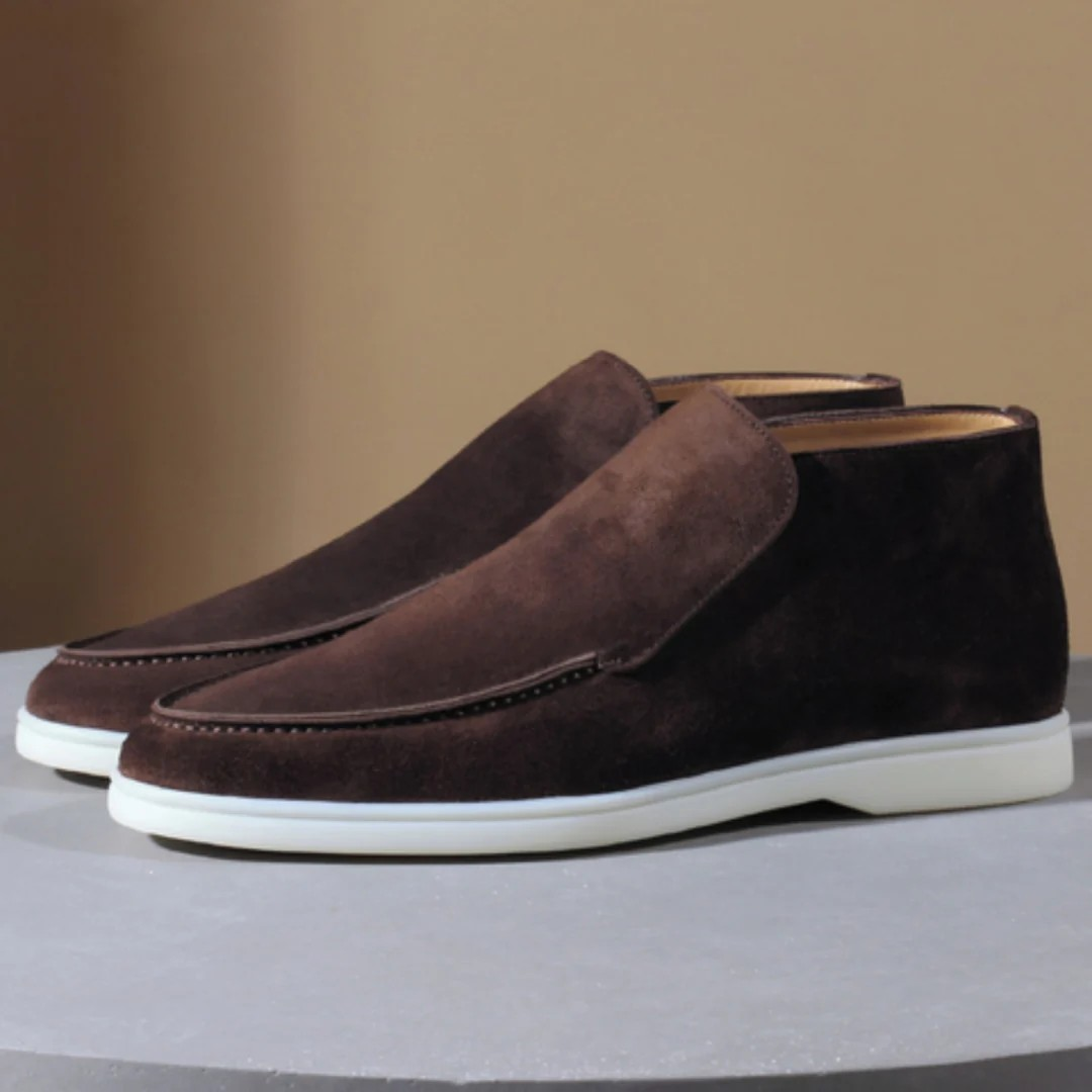 Men's slip-on ankle loafers, smart casual style. Comfortable men's chukka shoes for versatile everyday wear.