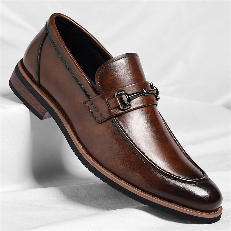 Men's Sorrento black leather loafers, elegant smart casual dress shoes with slip-on design