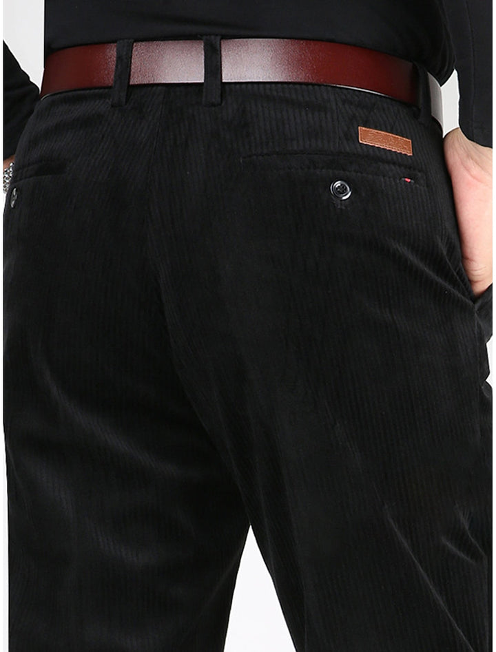 Men's structured ribbed pants in a modern straight fit, perfect for stylish everyday comfort & casual wear.
