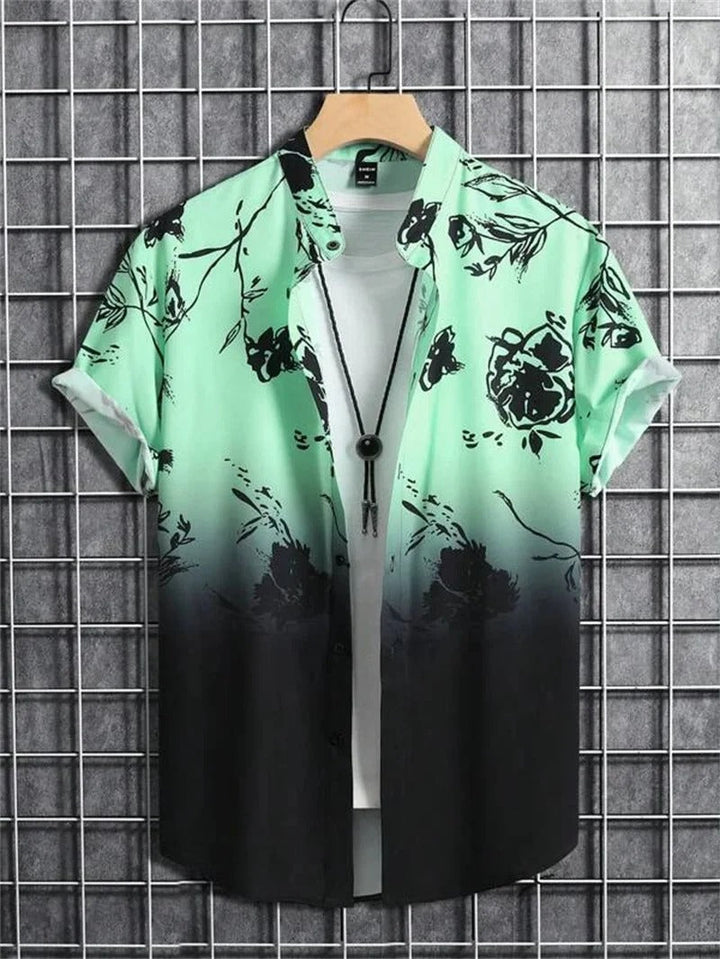 Comfortable men's patterned short-sleeve shirt, lightweight and casual for summer.