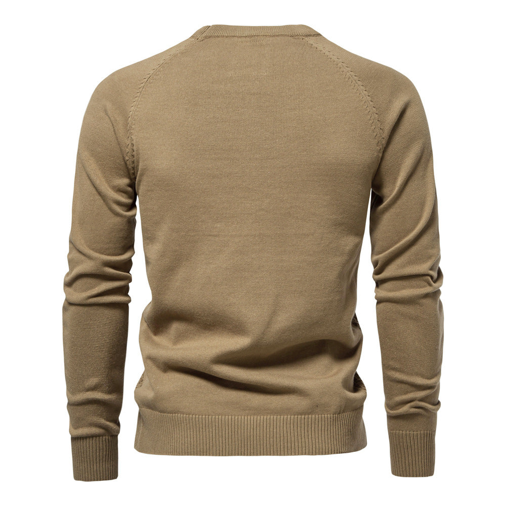 Men's casual yet stylish crewneck sweater, featuring a unique waffle knit design and long sleeves