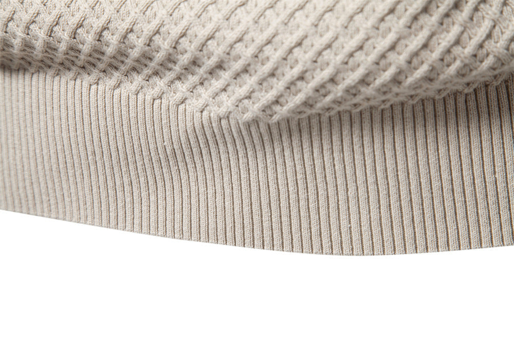 Men's casual crewneck pullover sweater with a cozy waffle knit texture, ideal for everyday wear