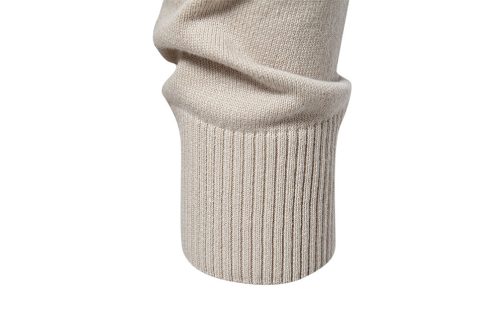 Elegant yet comfortable men's long sleeve waffle knit crewneck sweater in a light color