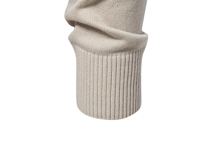 Elegant yet comfortable men's long sleeve waffle knit crewneck sweater in a light color