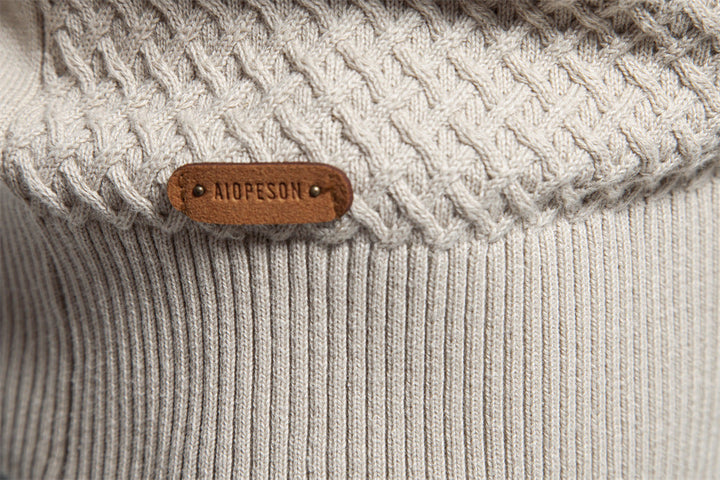 Men's stylish cotton blend waffle knit crewneck sweater, providing warmth and a fashionable look