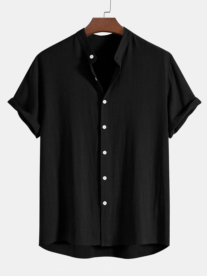 Men's summer casual shirt & pants set. Relaxed fit two-piece outfit with rolled cuffs, perfect for beach.
