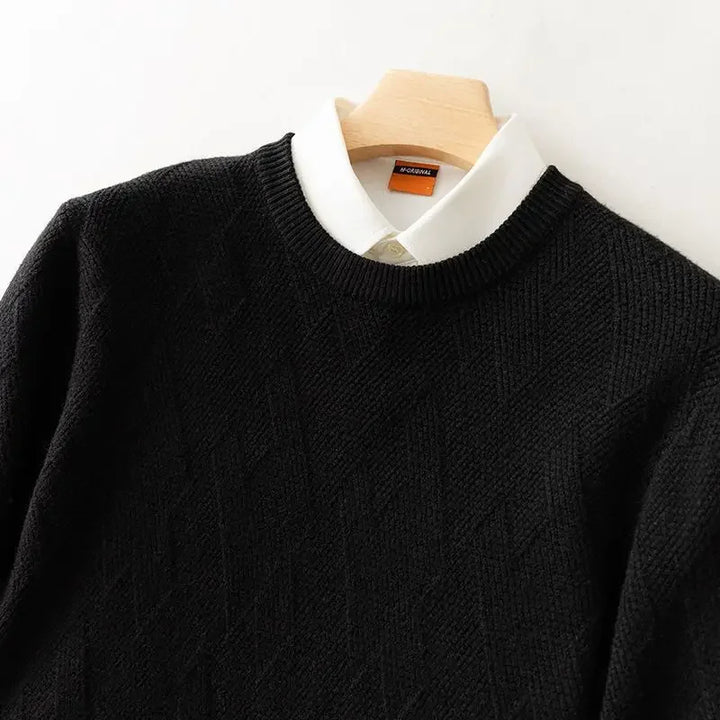 Crew neck men's sweater, a staple piece for men's fashion, made from a durable and soft cotton blend.