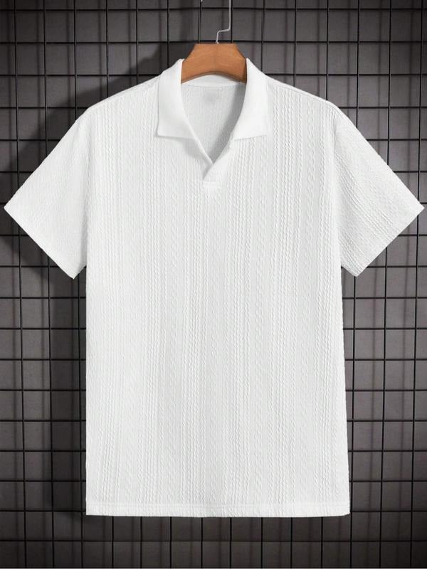 Men's textured knit polo shirt, short sleeve, cotton blend, in a casual style