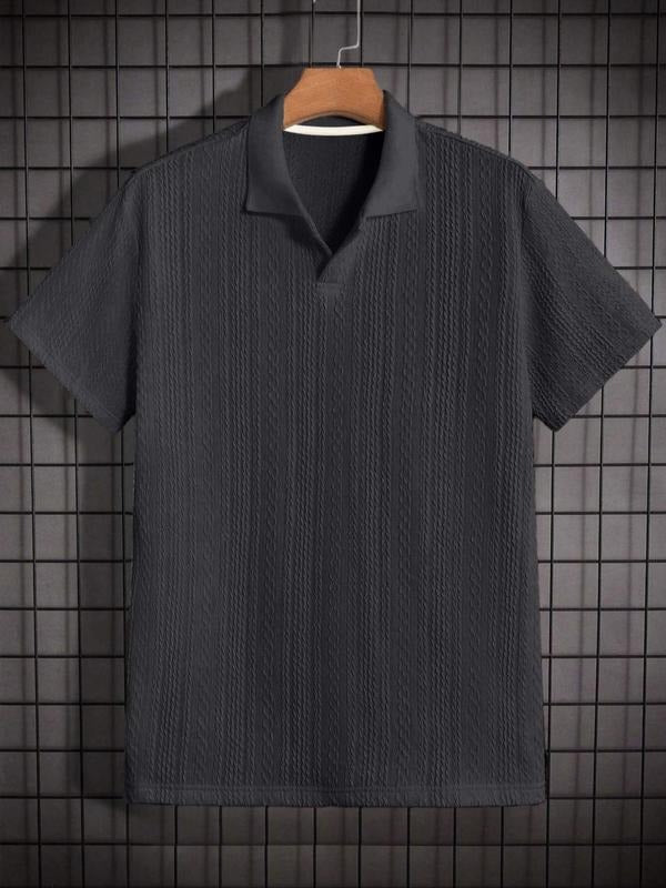 Stylish men's short sleeve textured knit polo, perfect for summer casual fashion