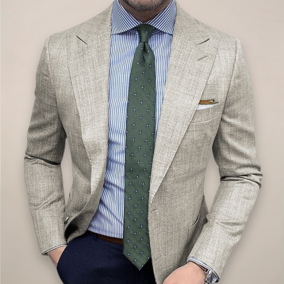 Men's textured slim fit blazer in a stylish spring fashion, perfect for business casual.